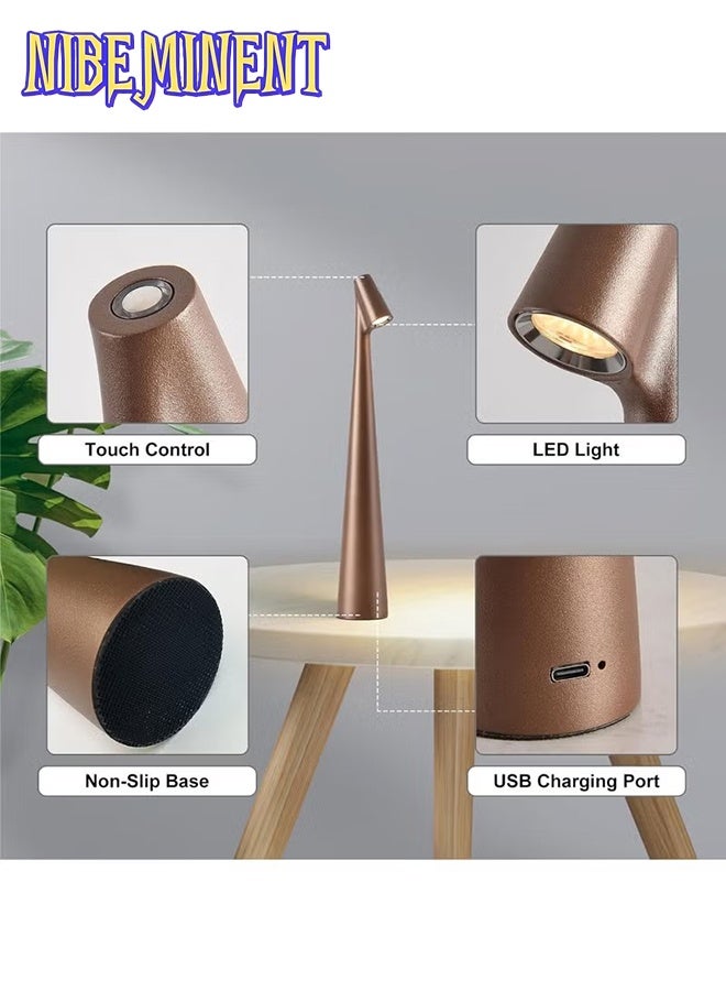 NIBEMINENT Portable LED Table Lamp, Touch Control LED Table Lamp, Modern Design Table Lamp, Rechargeable LED Table Lamp for Home Decoration (Sand Coffee) - Image 5